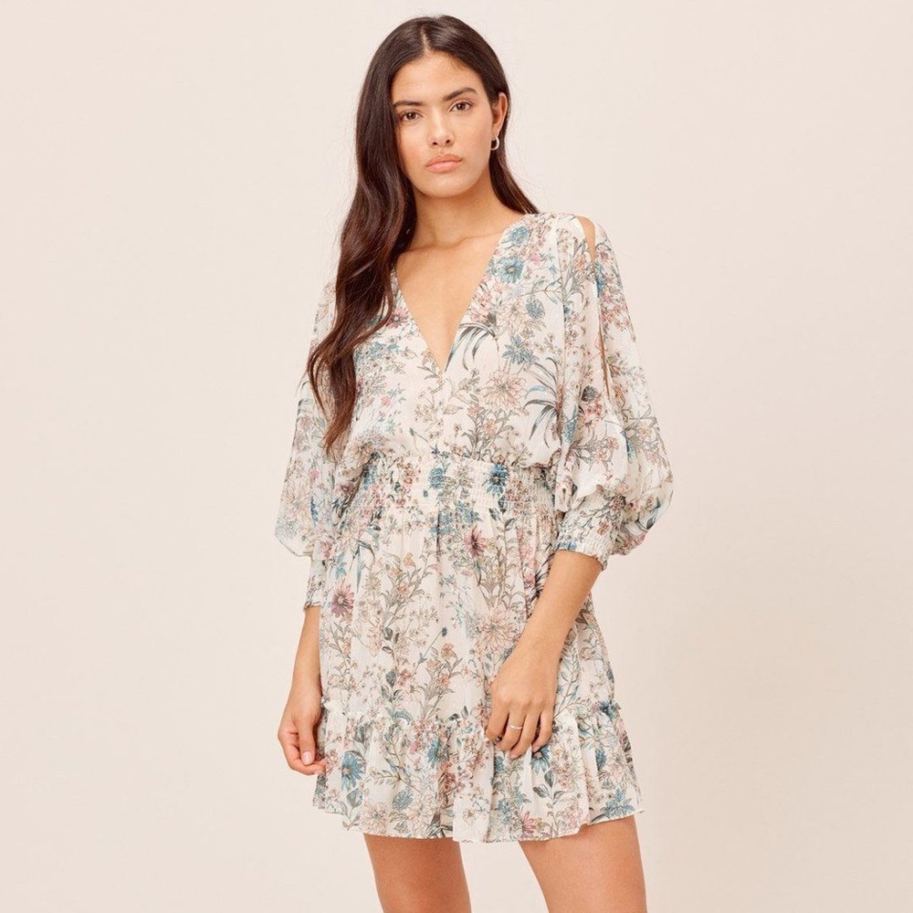 Glenna Split Half Sleeve Summer Floral Mini Sun Dress